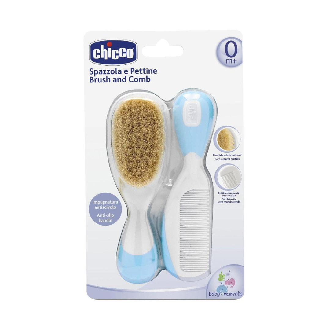 Brosse et peigne Chicco bleu bébé 0 mois+ – cuir chevelu sensible sur laparadulac.com parapharmacie Tunisie

