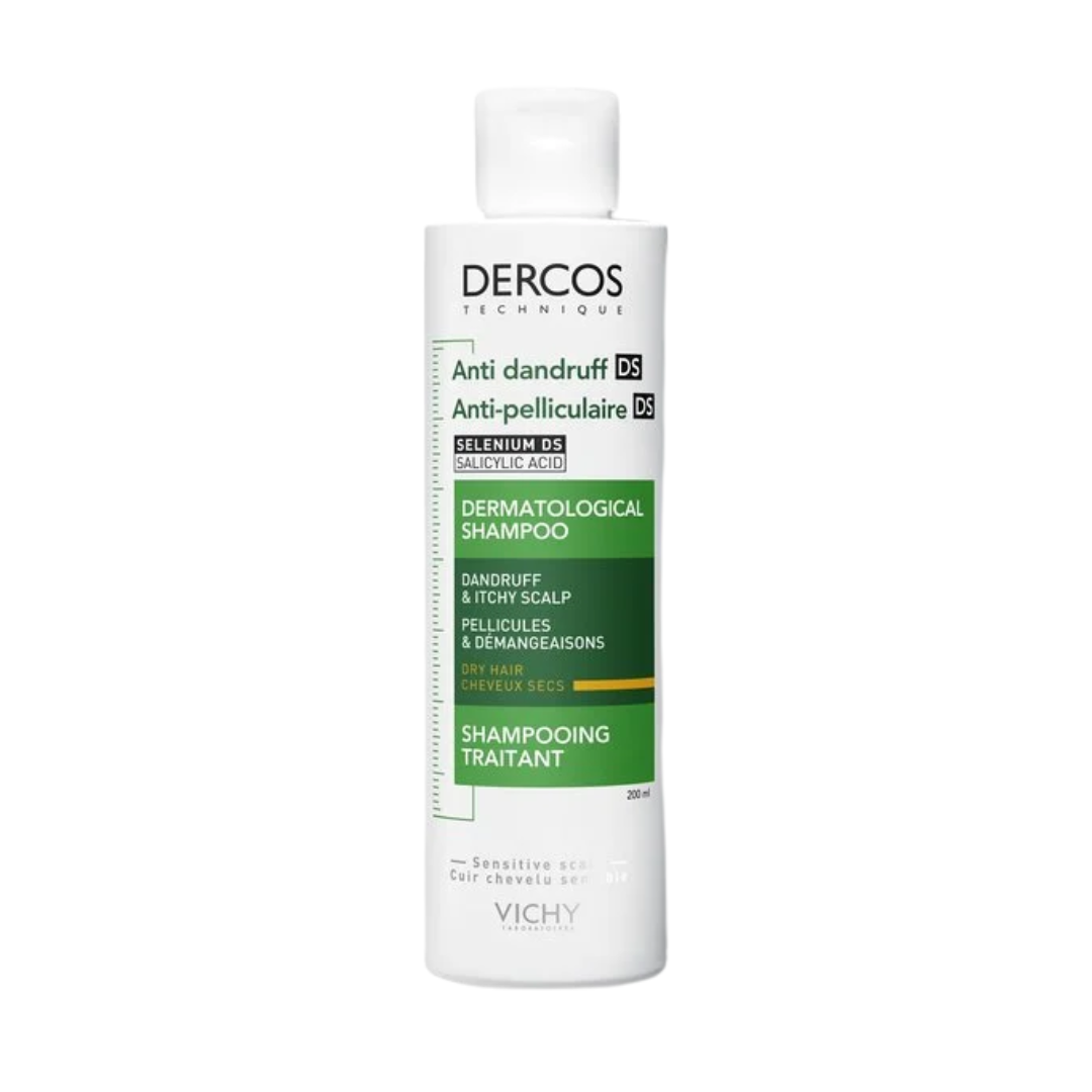 Shampooing Vichy Dercos Anti‑Pelliculaire 200ml pour cheveux secs sur laparadulac.com, parapharmacie Tunisie : soin traitant antipelliculaire et apaisant.
