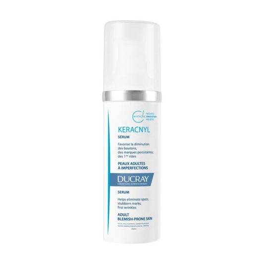 DUCRAY Keracnyl Sérum 30ml – soin 3-en-1 contre boutons et premières rides sur laparadulac.com, parapharmacie Tunisie experte en peau adulte.

