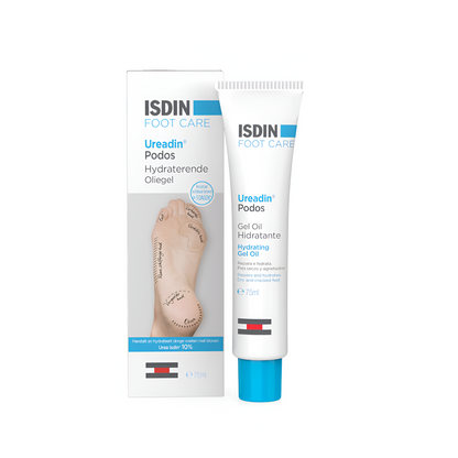 ISDIN Ureadin Podos Gel-Huile 75 ml – soin hydratant et réparateur pour pieds secs. Disponible sur laparadulac.com, Laparadulac Parapharmacie Tunisie.

