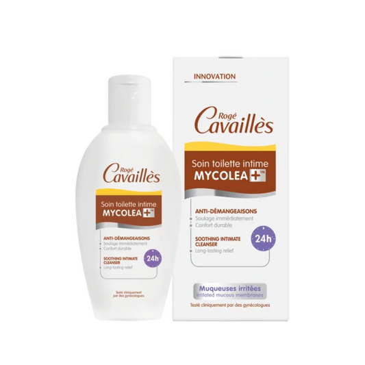 Soin toilette intime Mycolea Rogé Cavaillès 200ml sur laparadulac.com, parapharmacie Tunisie, apaisement des démangeaisons et confort intime.

