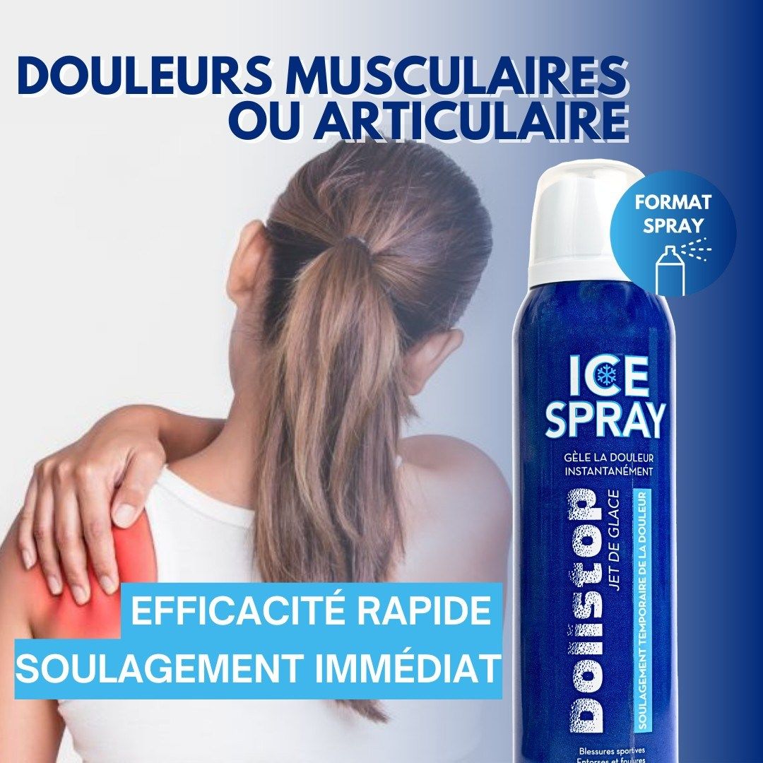 DOLISTOP Ice Spray 150ml effet froid pour douleurs musculaires disponible sur laparadulac.com, parapharmacie Tunisie.