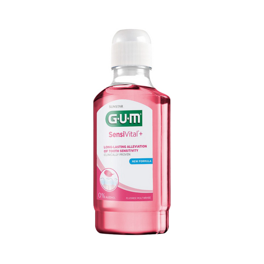 Image du bain de bouche GUM Sensivital+, solution contre la sensibilité dentaire disponible sur laparadulac.com, parapharmacie Tunisie
