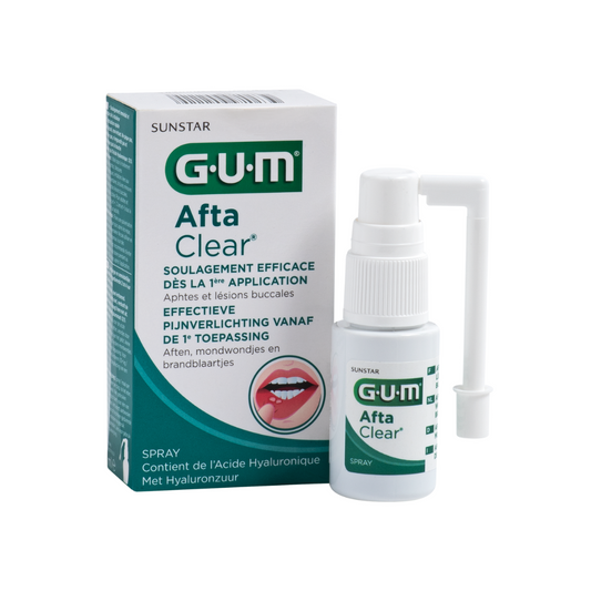 Spray buccal GUM Afta Clear pour soulager les aphtes, en vente sur laparadulac.com, parapharmacie Tunisie spécialisée