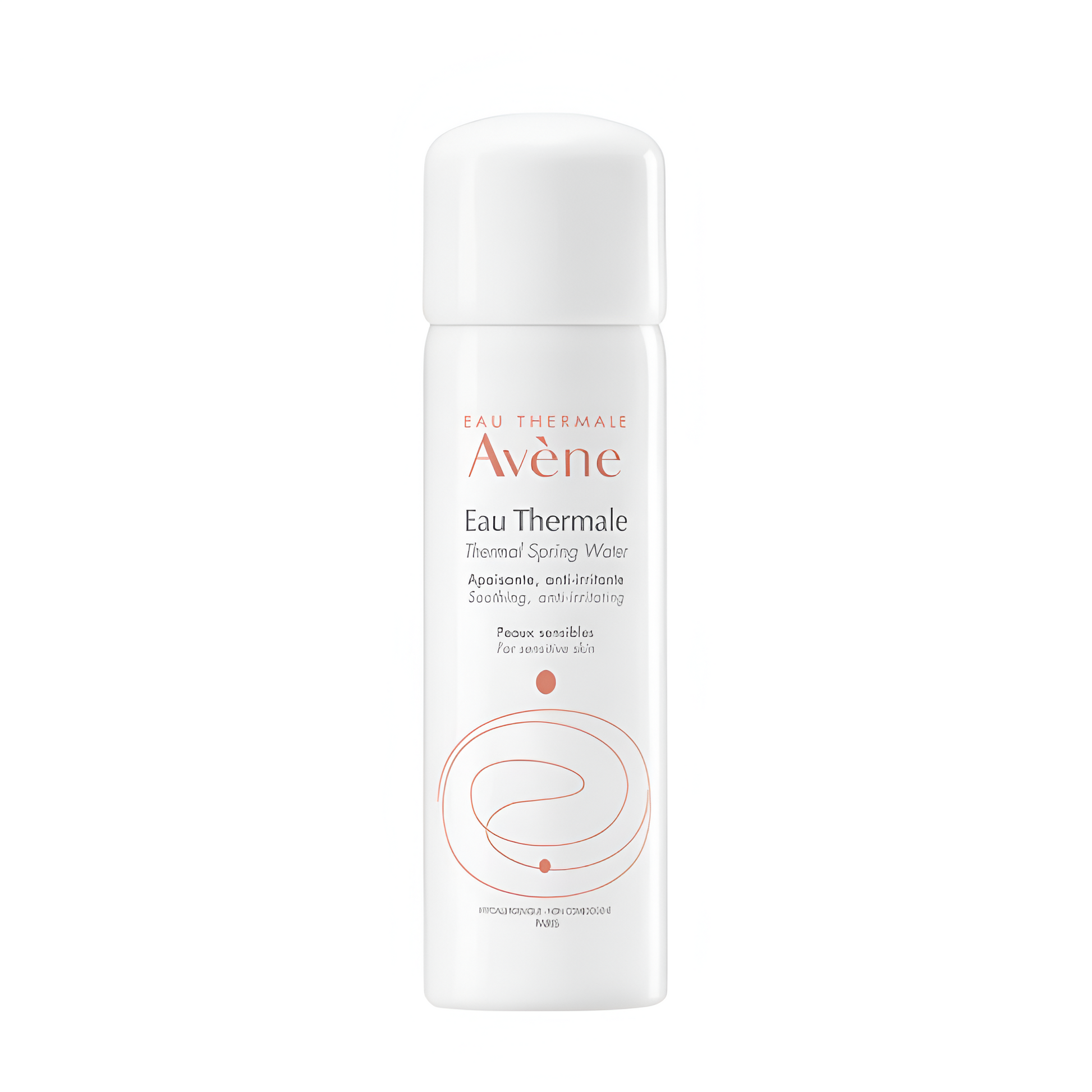 Spray Eau Thermale Avène, apaisant et anti-irritant pour peaux sensibles, 150ml ou 300ml. Pureté garantie. Disponible sur laparadulac.com.

