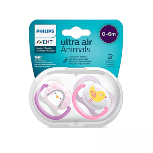 Sucettes Avent Ultra Air Animals 0-6M pour filles, design animaux sur laparadulac.com, parapharmacie Tunisie.