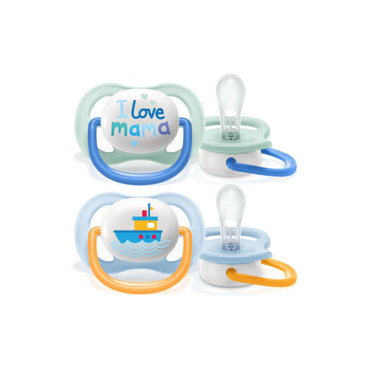 Sucettes Avent Ultra Air garçon 0-6M avec boîte, disponibles sur laparadulac.com, parapharmacie Tunisie.