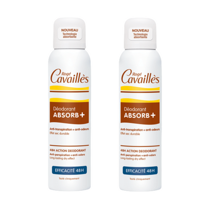 Déodorant Rogé Cavaillès Absorb+ 48h en lot sur laparadulac.com, parapharmacie Tunisie, contrôle optimal de la transpiration.

