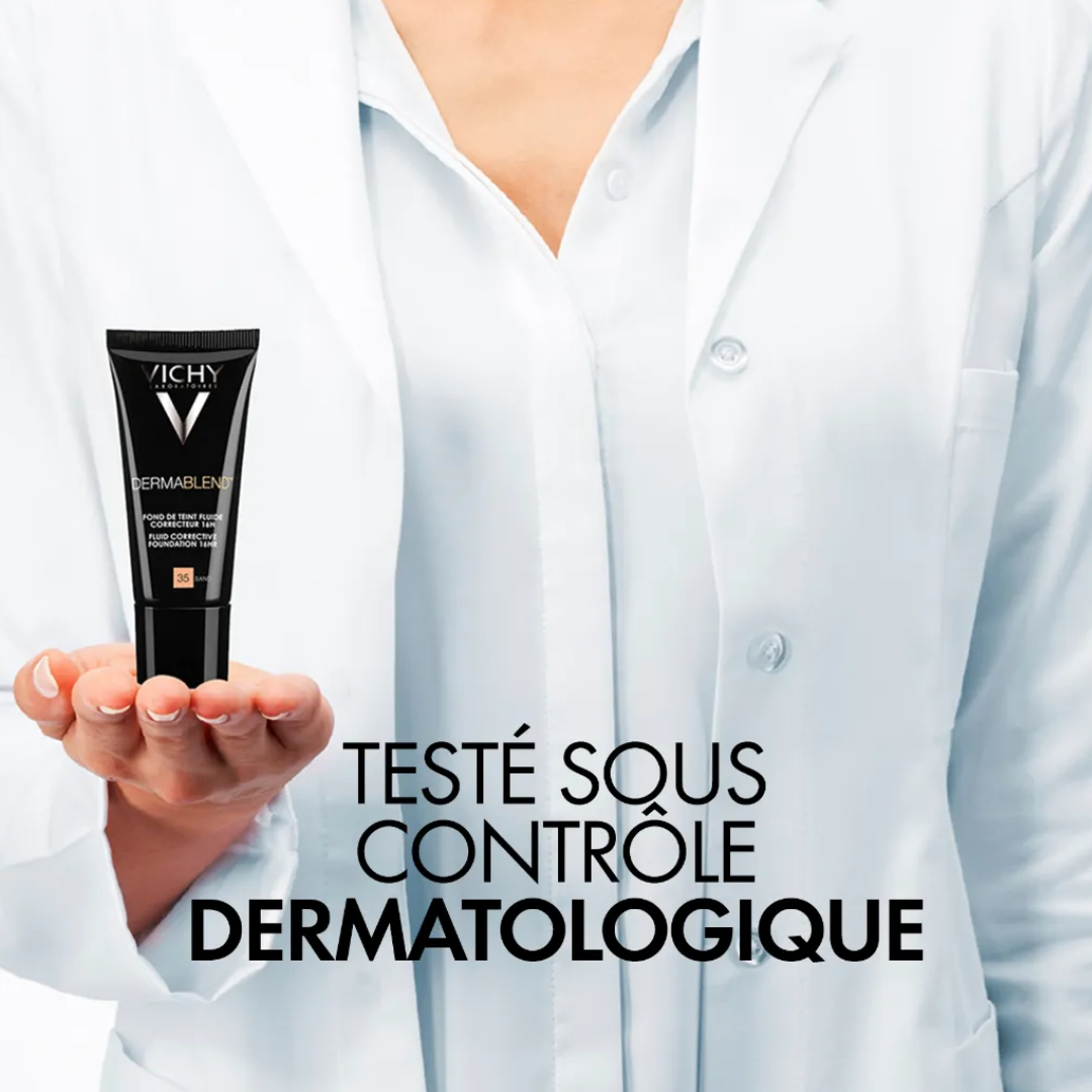 Fond de teint fluide Vichy Dermablend 35 Sand sur laparadulac.com, parapharmacie Tunisie pour correction teint naturel à Tunis.

