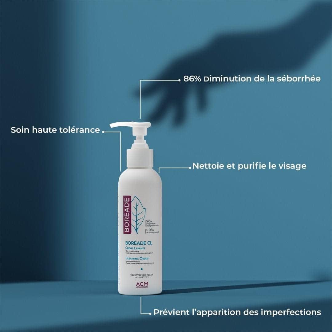 "ACM Boréade CL crème lavante 200 ml sur laparadulac.com, parapharmacie Tunisie, soin nettoyant doux pour peau grasse à tendance acnéique."

