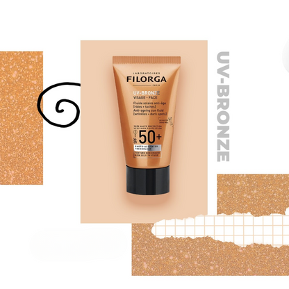 Crème solaire visage Filorga UV-Bronze SPF50+ – protection UV très haute, routine anti-âge été, aide à limiter taches et rides liées au soleil (selon usage), commande sur laparadulac.com, livraison partout en Tunisie.
