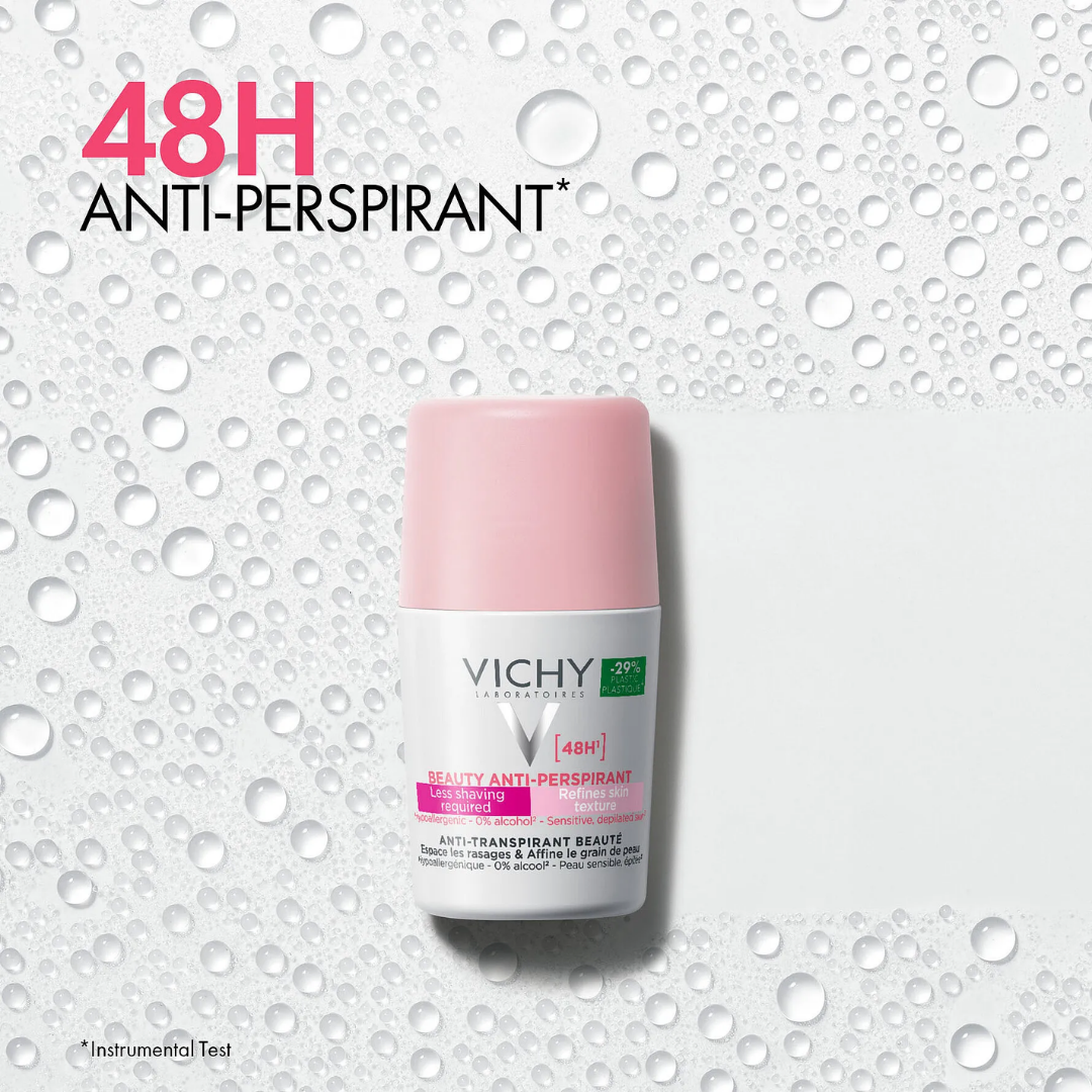 Vichy Déodorant Beauté 48h pour femme, anti-transpirant soin sublimateur pour aisselles sensibles.

