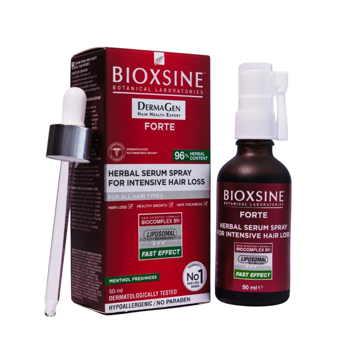 Bioxsine Forte Spray Anti Chute 50ml sur laparadulac.com, parapharmacie Tunisie : soin intensif aux plantes pour cheveux fins, clairsemés ou cassants.