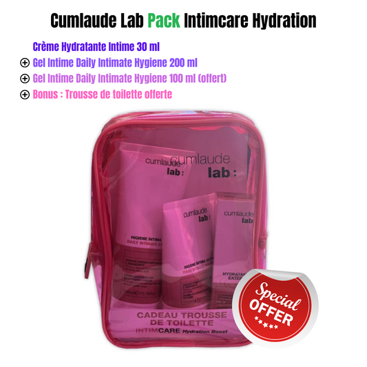 CUMLAUDE Trousse Intimcare Hydration Boost – soins intimes doux sur laparadulac.com, parapharmacie Tunisie, routine confort hydratante.