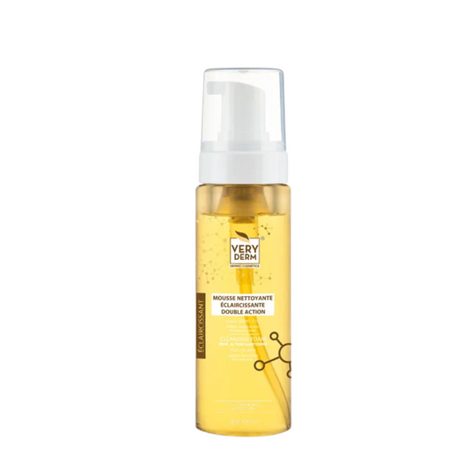 Very Derm Mousse Nettoyante Éclaircissante 200 ml – mousse démaquillante naturelle avec niacinamide, en vente sur laparadulac.com, parapharmacie Tunisie.

