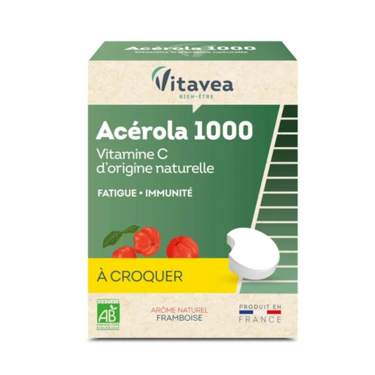 Vitavea Acerola 1000 – parapharmacie Tunisie sur laparadulac.com – vitamine C naturelle pour énergie et immunité


