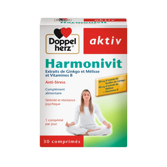Complément anti-stress AKTIV Harmonivit – solution naturelle contre l’anxiété disponible sur laparadulac.com, parapharmacie Tunisie.

