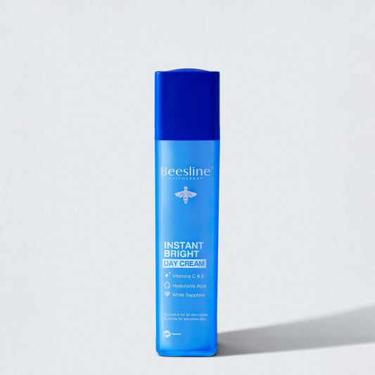 Crème de jour Beesline Instant Bright aux Vitamines C, E et Acide Hyaluronique pour l'éclat du visage, disponible chez La Para du Lac Tunisie.