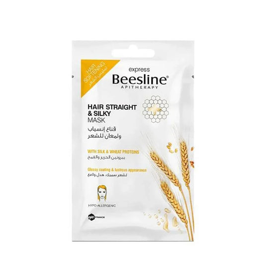 Masque capillaire Express Beesline Hair Straight & Silky aux protéines de soie et de blé pour cheveux lisses et brillants, disponible sur La Para du Lac Tunisie.