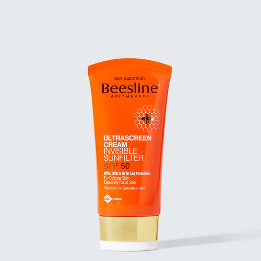 Crème solaire invisible Beesline Ultrascreen SPF 50+, protection UVA/UVB/IR pour peau sensible, disponible sur La Para du Lac Tunisie.