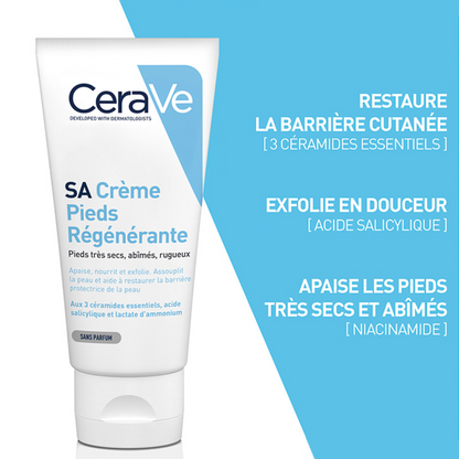 Crème Pieds Régénérante CeraVe – soin exfoliant et hydratant pour pieds très secs – parapharmacie en ligne Tunisie – laparadulac.com