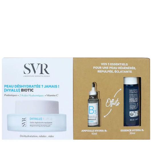 SVR [HYALU] Biotic gelée régénérante repulpante + ampoule et essence Hydra B3, peau déshydratée | La Para Du Lac