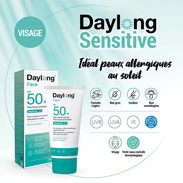 DAYLONG Face Sensitive Gel-Fluid Léger SPF50+ Tunisie original authentique - parapharmacie en ligne La Para Du Lac