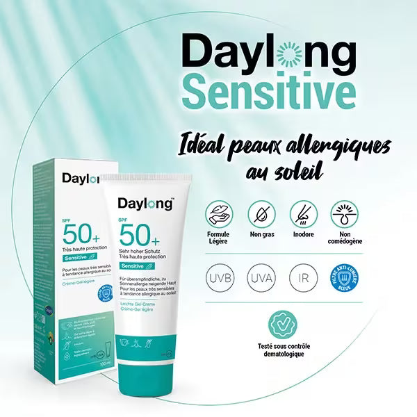 DAYLONG Sensitive Crème Gel Légère SPF50+ Tunisie original authentique - parapharmacie en ligne La Para Du Lac