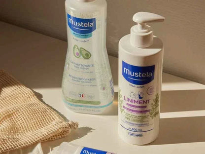 Mustela Eau Nettoyante 500ml et Liniment 400ml pour bébé, sans rinçage, peaux sensibles | La Para Du Lac