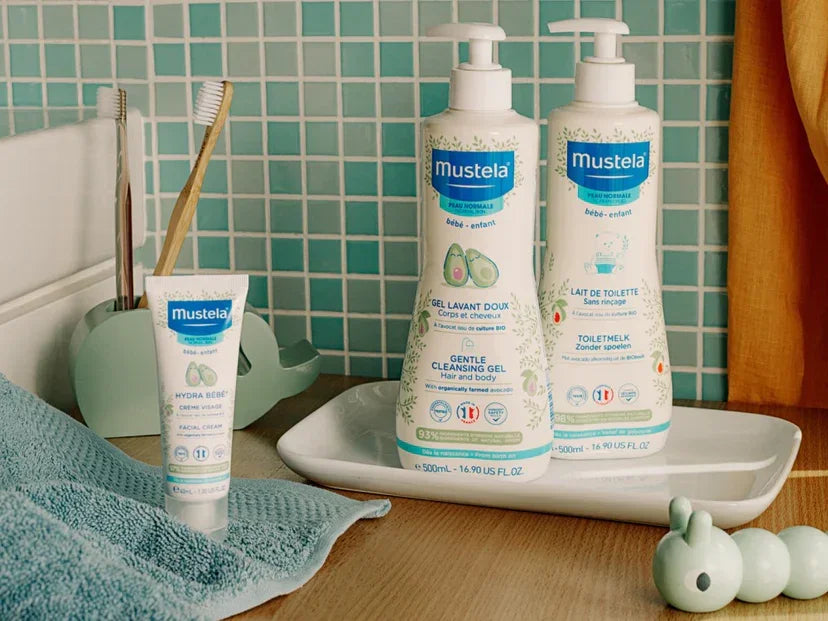 Mustela crème visage Hydra Bébé 40ml, gel lavant doux et lait de toilette 500ml pour peau sensible bébé | La Para Du Lac