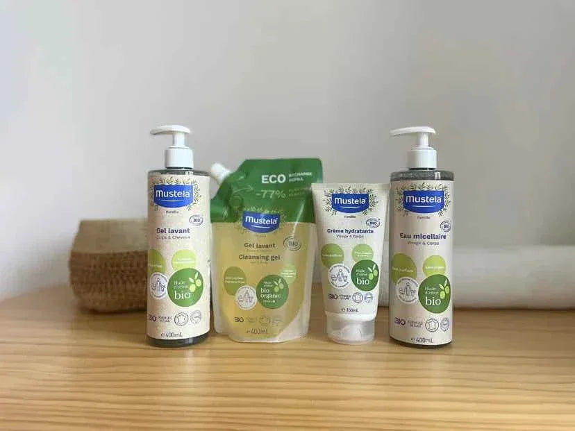 Mustela Gel lavant corps & cheveux 400ml bio, crème hydratante et eau micellaire | La Para Du Lac