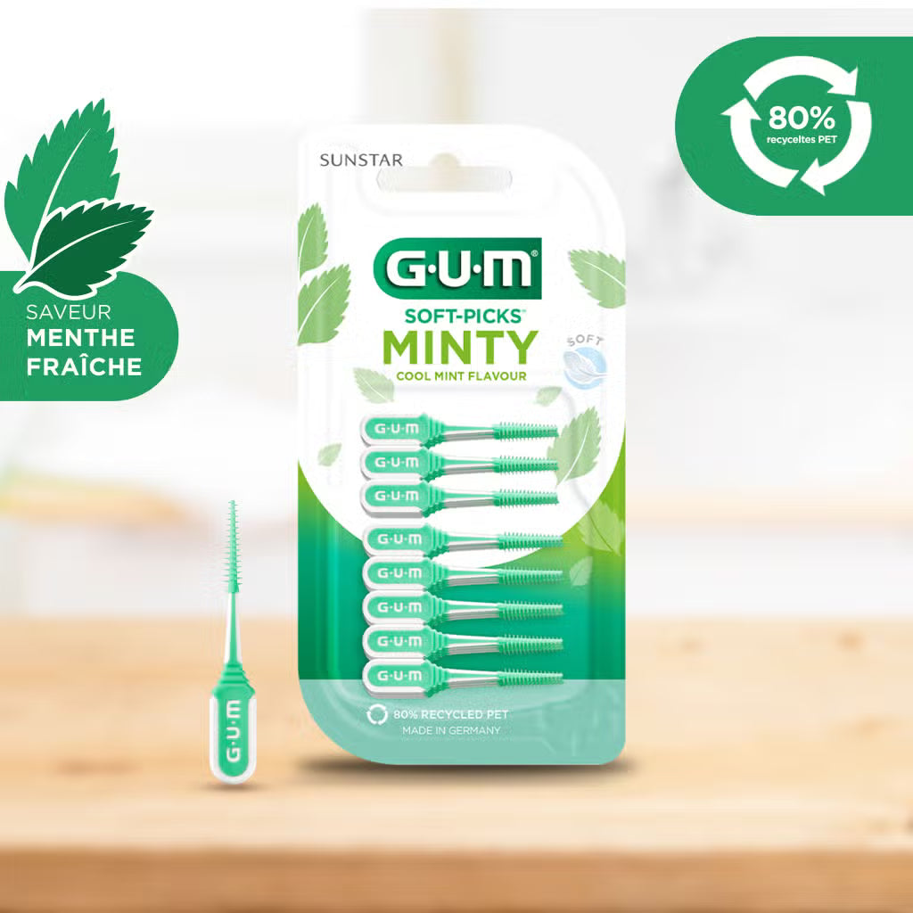 Bâtonnets GUM Soft-Picks Minty à la menthe fraîche et emballage 80% recyclé - Hygiène dentaire disponible chez Para du Lac Tunisie