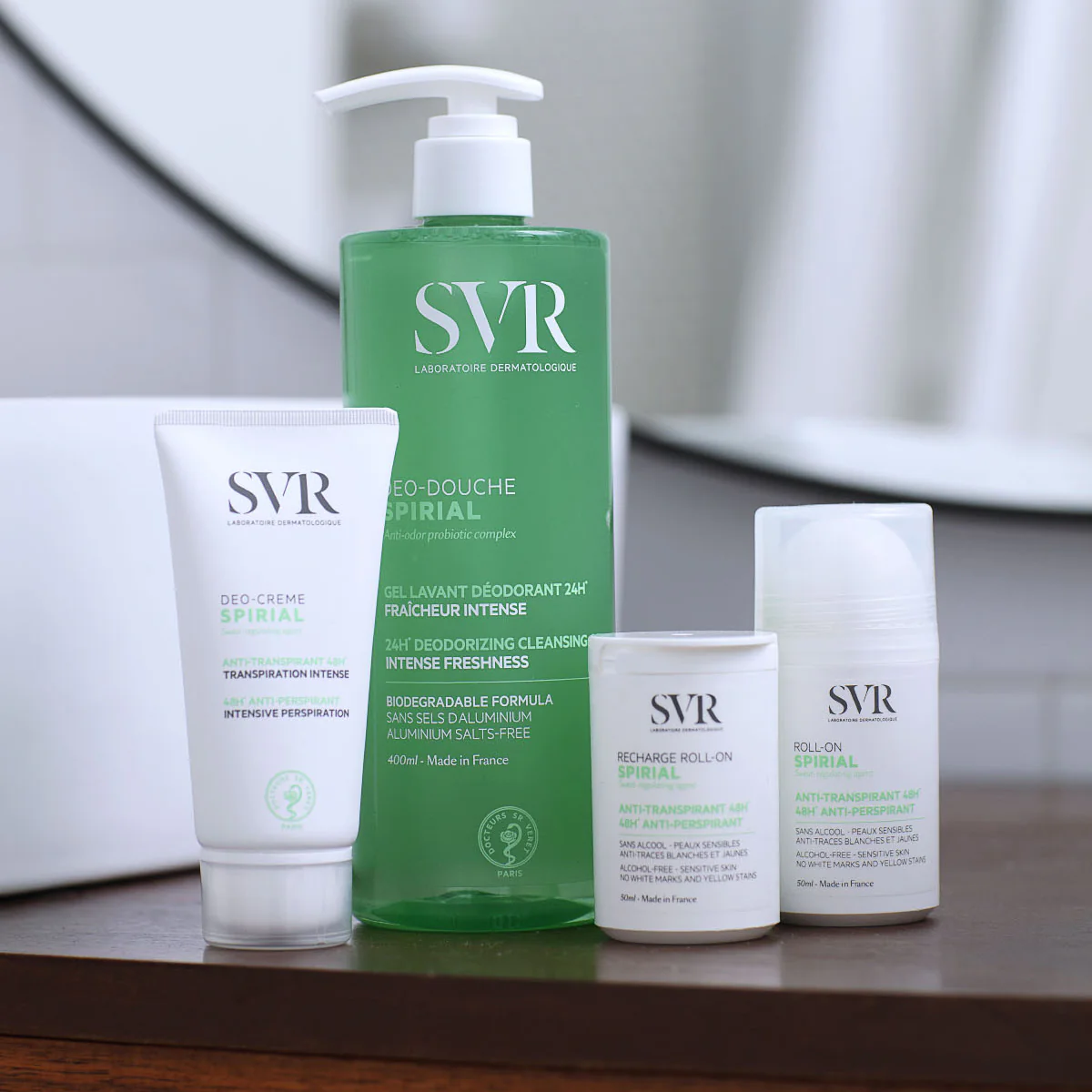 SVR Spirial Spray Anti-Transpirant – Déodorant 48h pour peaux sensibles – Disponible sur La Para du Lac, parapharmacie en ligne N°1 en Tunisie.