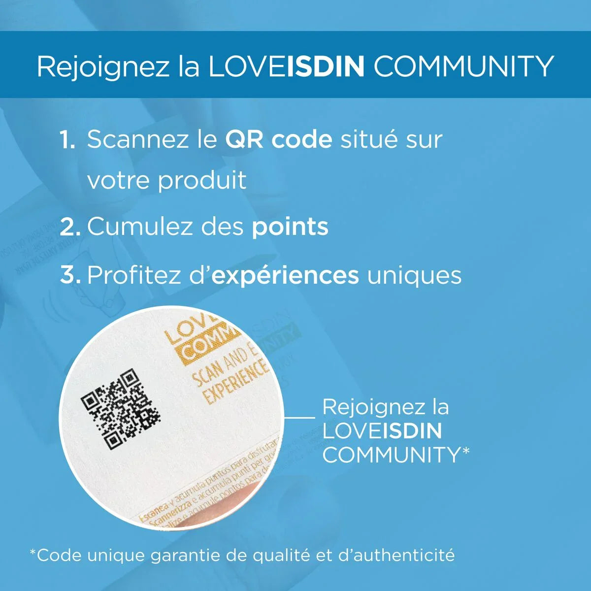 ISDIN QR code d'authenticité pour la LOVEISDIN COMMUNITY | La Para Du Lac