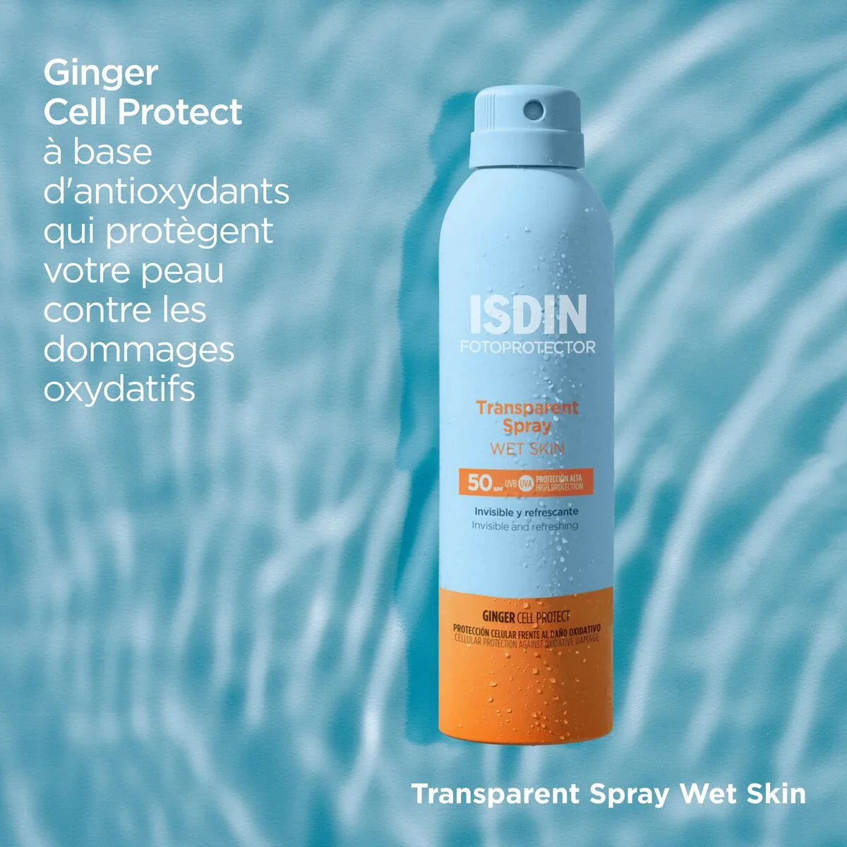 ISDIN Fotoprotector Transparent Spray Wet Skin SPF50 Tunisie original authentique - parapharmacie en ligne La Para Du Lac