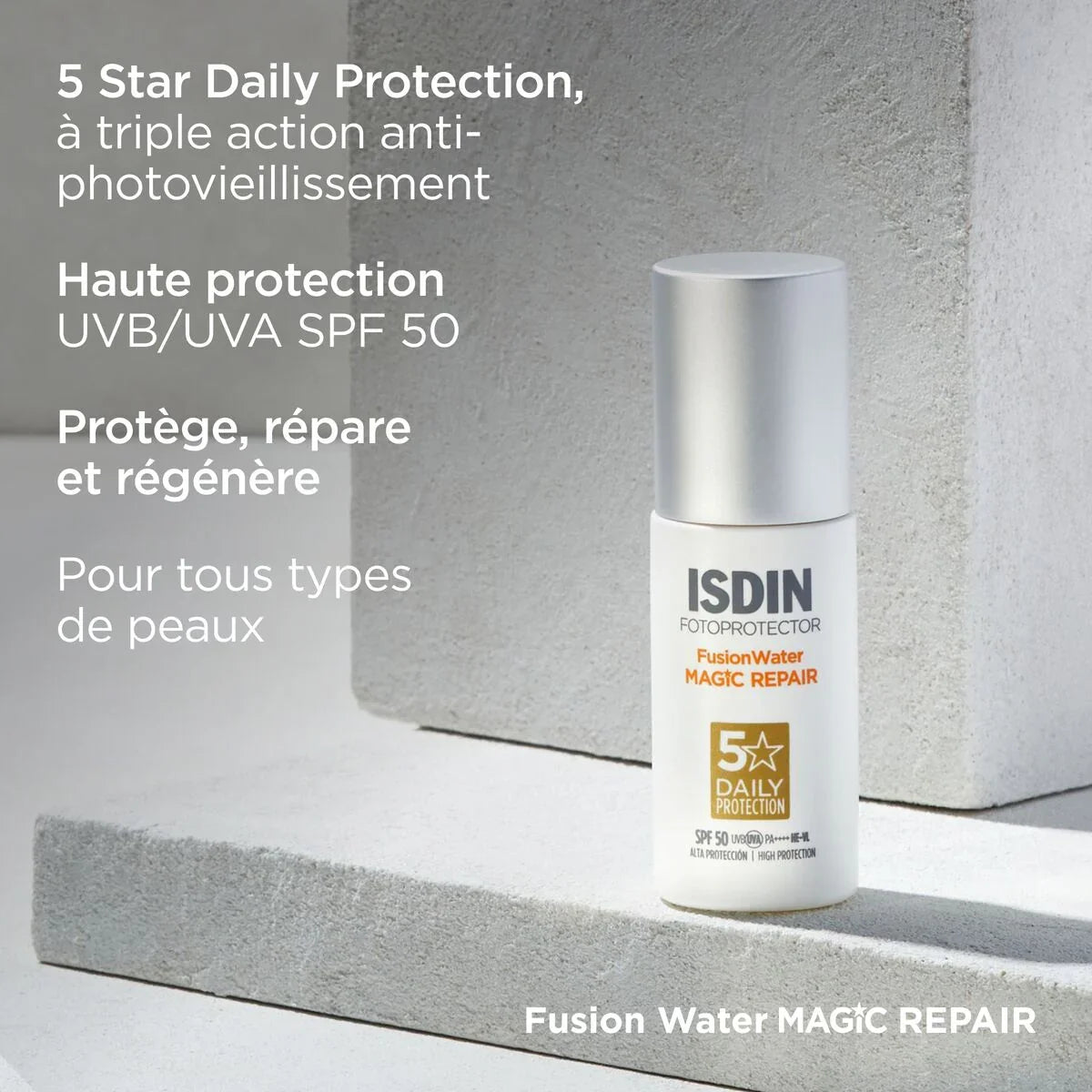 ISDIN Fotoprotector Fusion Water Magic Repair SPF50 Tunisie original authentique - parapharmacie en ligne La Para Du Lac