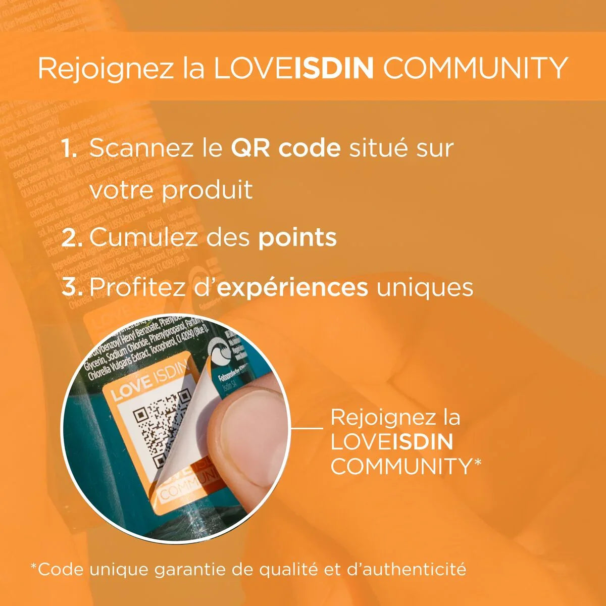 ISDIN crème solaire avec QR code authentique pour la communauté LOVEISDIN | La Para Du Lac