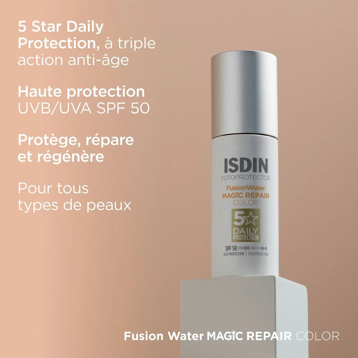 ISDIN  Fotoprotector Fusion Water Magic Repair Color SPF50 Tunisie original authentique - parapharmacie en ligne La Para Du Lac