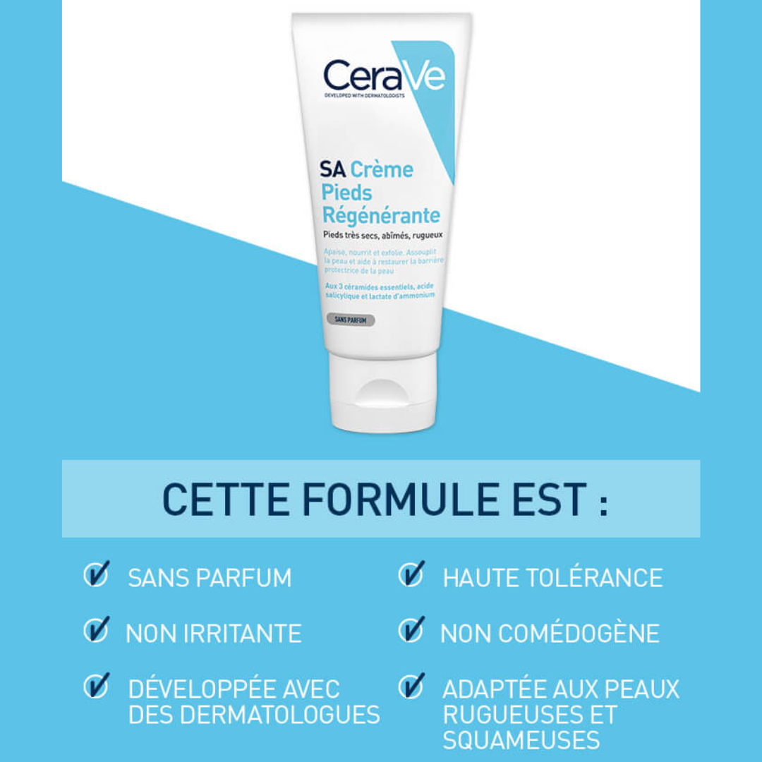 Crème Pieds Régénérante CeraVe – soin exfoliant et hydratant pour pieds très secs – parapharmacie en ligne Tunisie – laparadulac.com
