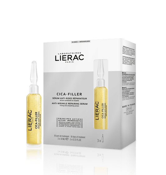 Sérum Lierac Cica-Filler anti-rides réparateur en ampoules (3x10ml) disponible chez Para du Lac Tunisie, expert en soins dermo-cosmétiques.