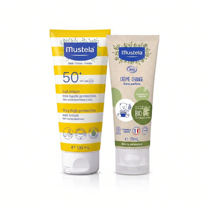 MUSTELA Pack N°1 – Lait Solaire SPF50+ & Crème Change BIO −50% Tunisie original authentique - parapharmacie en ligne La Para Du Lac