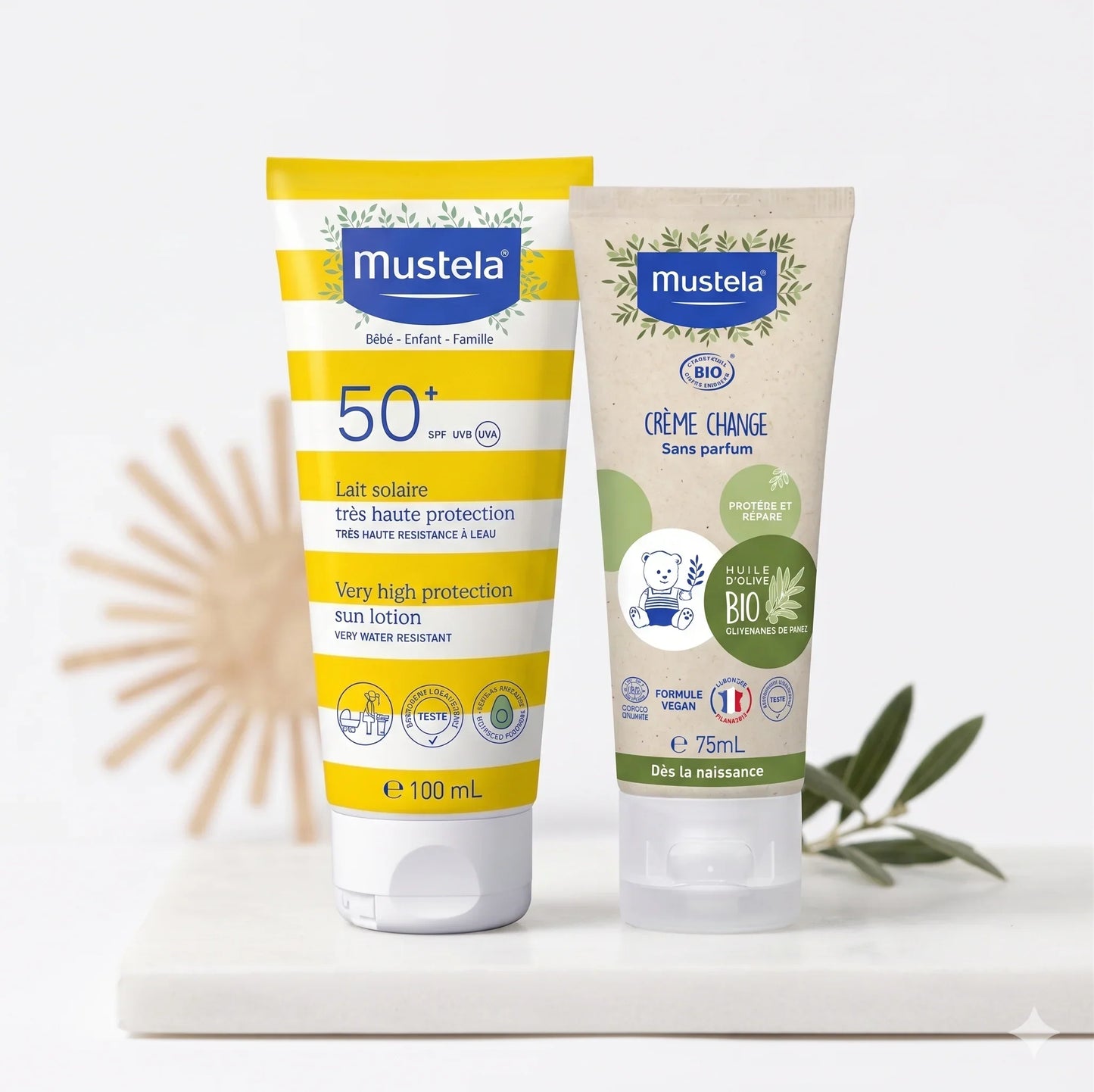 MUSTELA Pack N°1 – Lait Solaire SPF50+ & Crème Change BIO −50% Tunisie original authentique - parapharmacie en ligne La Para Du Lac