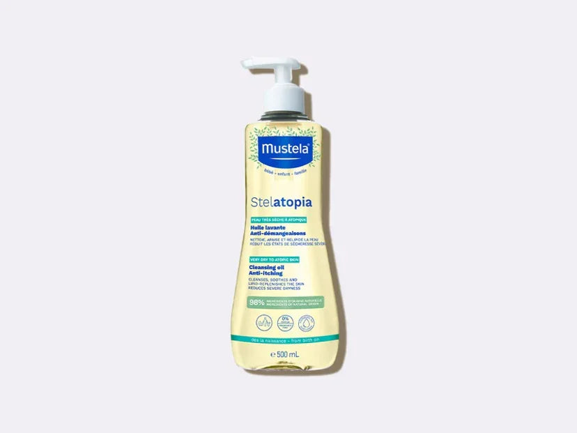 Mustela Stelatopia Huile lavante anti-démangeaisons 500 mL pour peau très sèche à atopique | La Para Du Lac
