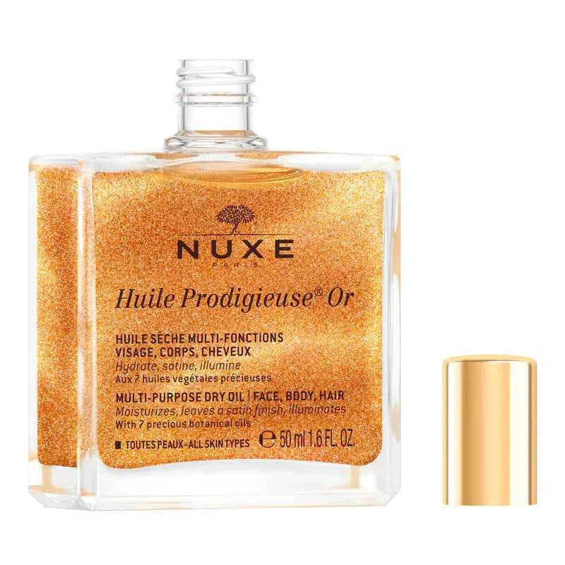 Nuxe Huile Prodigieuse Or 50ml, huile sèche multi-fonctions visage corps cheveux, hydrate et illumine | La Para Du Lac
