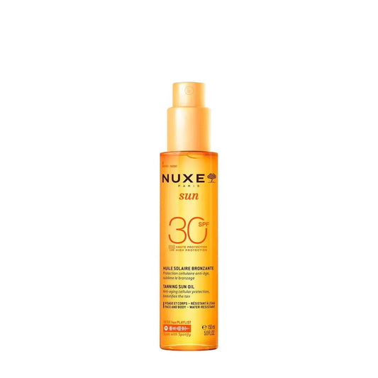 Nuxe Sun Huile Solaire Bronzante SPF30 150ml, protection anti-âge pour visage et corps | La Para Du Lac