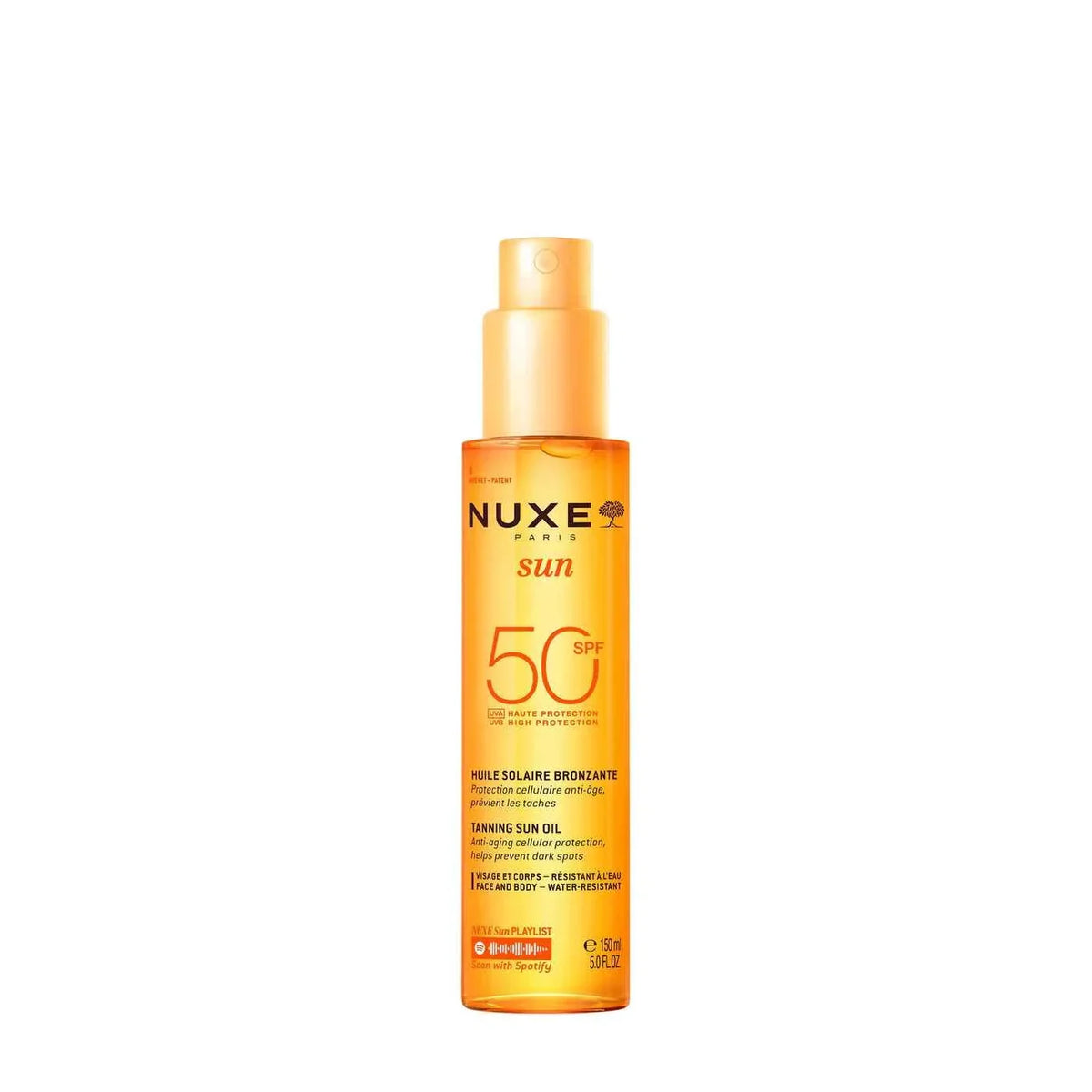 Nuxe Sun Huile Solaire Bronzante SPF50 150ml, protection anti-âge et anti-taches, pour visage et corps | La Para Du Lac