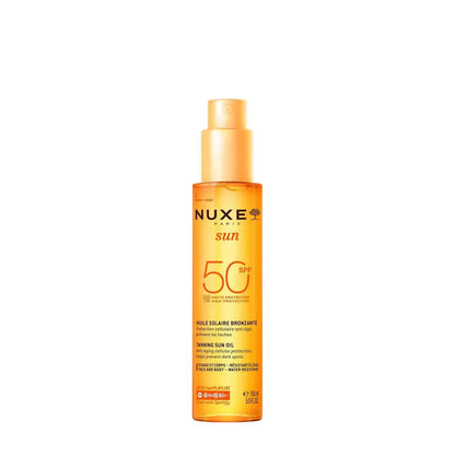 Nuxe Sun Huile Solaire Bronzante SPF50 150ml, protection anti-âge et anti-taches, pour visage et corps | La Para Du Lac