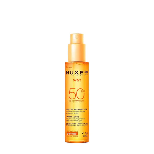 Nuxe Sun Huile Solaire Bronzante SPF50 150ml, protection anti-âge et anti-taches, pour visage et corps | La Para Du Lac