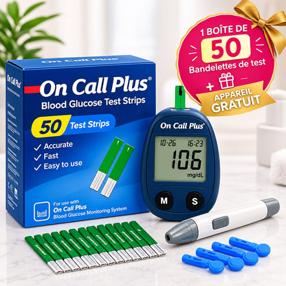 Pack Bandelettes On Call Plus : 1 Appareil de Glycémie OFFERT