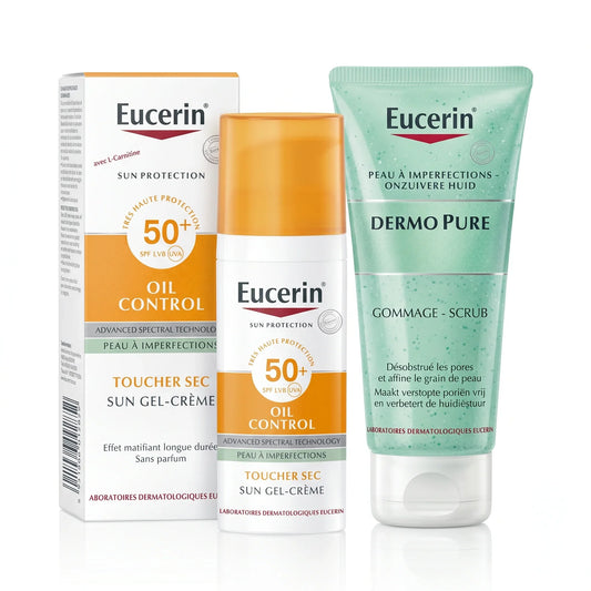 EUCERIN Pack Oil Control Écran SPF50+ & Gommage DermoPure Tunisie original authentique - parapharmacie en ligne La Para Du Lac